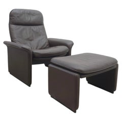 Vintage de Sede DS-50 Brown Leather Reclining Lounge Chair and Ottoman