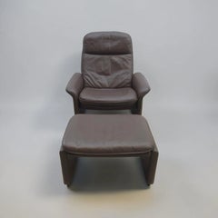 Vintage de Sede DS-50 Brown Leather Reclining Lounge Chair and Ottoman