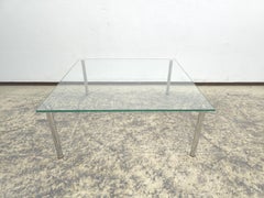 Draenert Square Clear Glass and Chrome Coffee Table, Germany