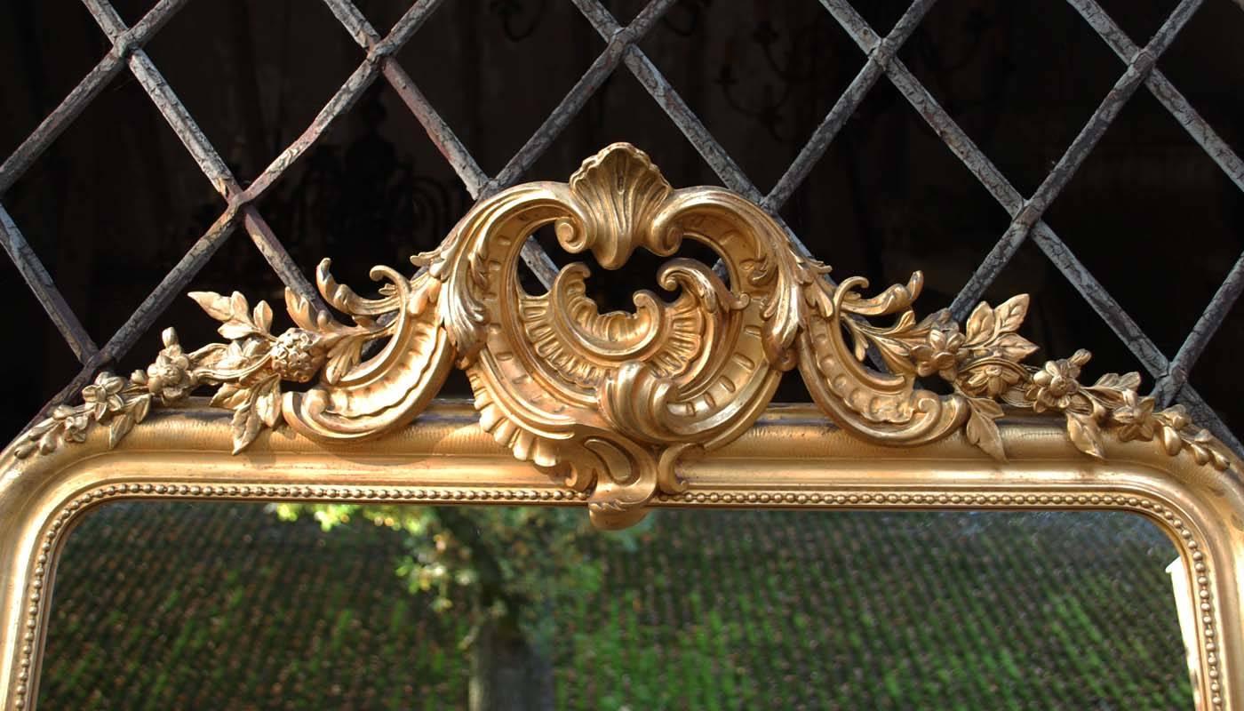 French Large 19th Century Gold Gilded Mirror