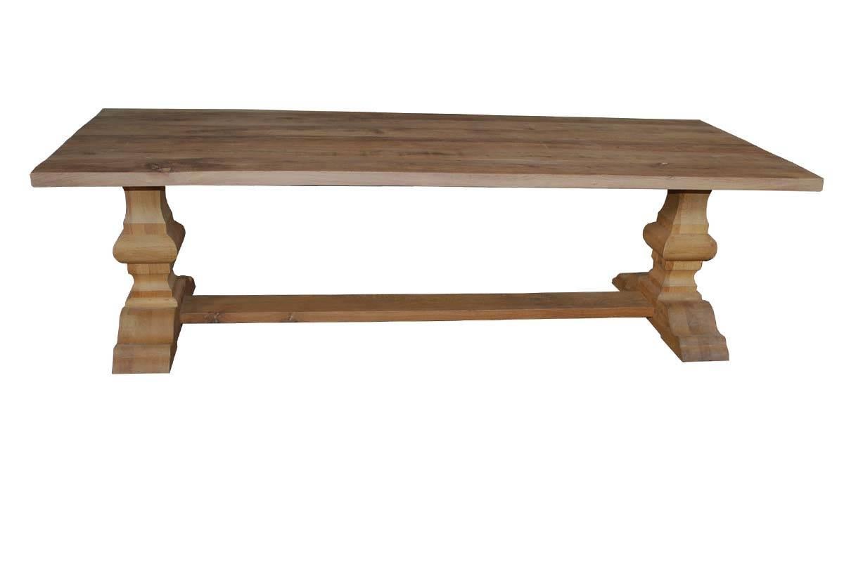 Measure to made rustic table made of oakwood. 

Handcrafted in Holland out of French oaks. 

The oakwood has a two-component finish which protects the top against dirt and spots but is not visible. This tabletop is 5 cm thick.