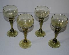 Lot of Four Antique Crystal Roemer Wine Glasses