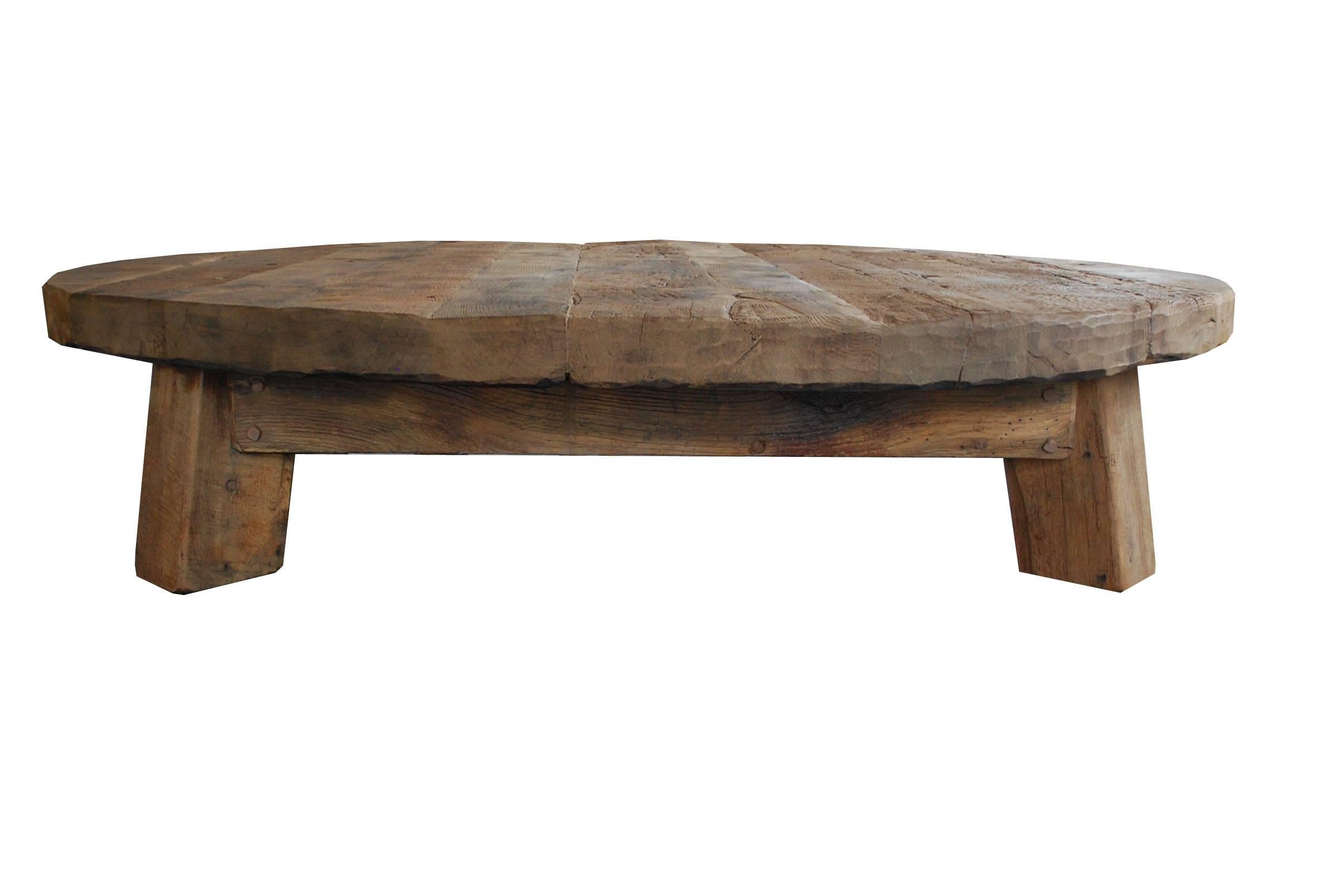 large round wood coffee table