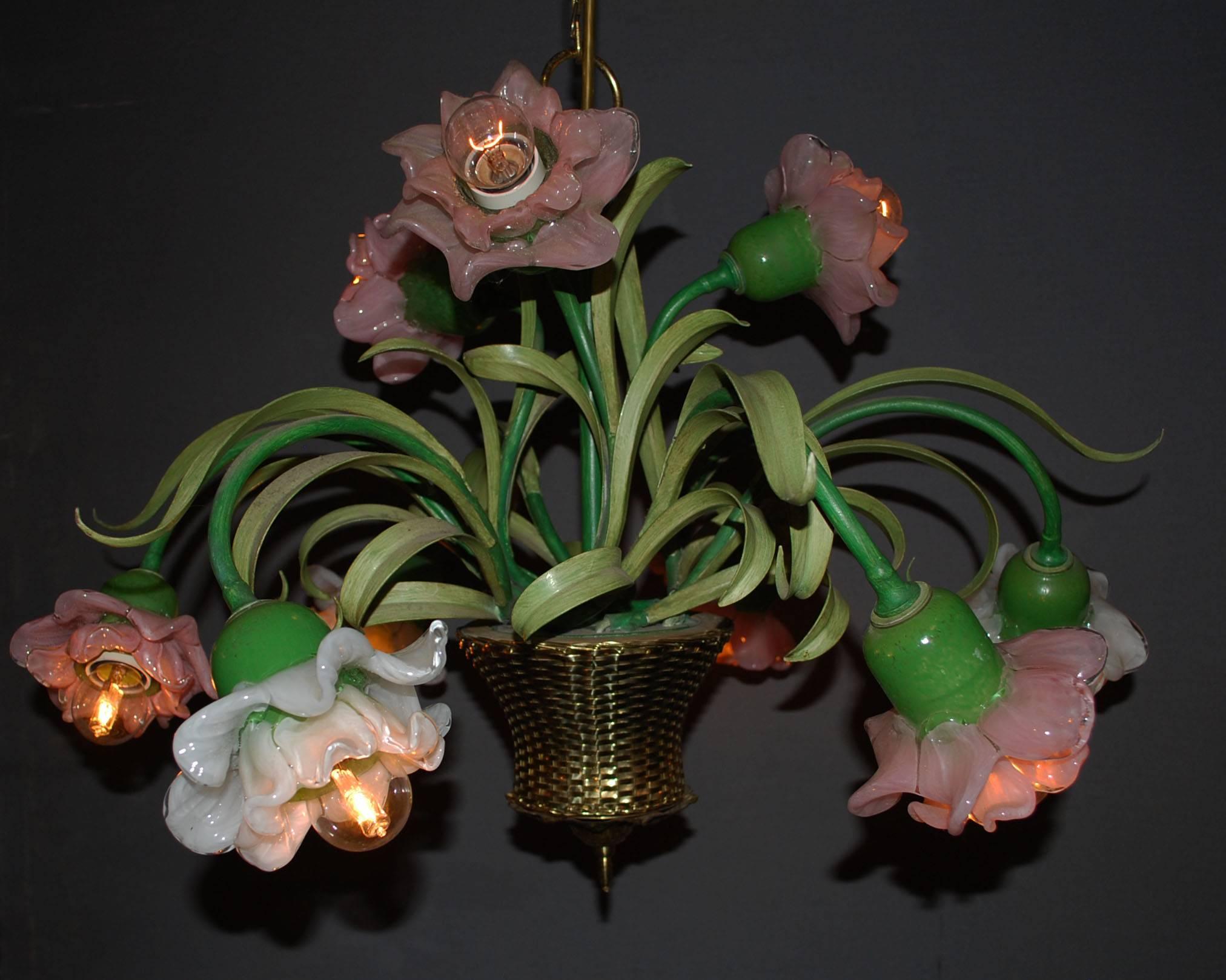 German 20th Century Floral Chandelier For Sale
