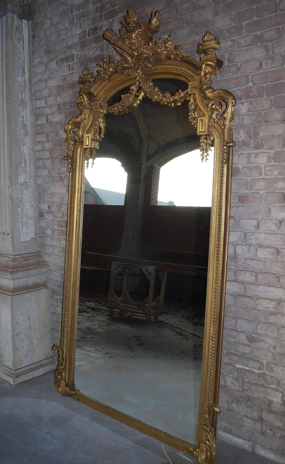 Pair of 19th Century Large Gold Gilded Mirror at 1stdibs