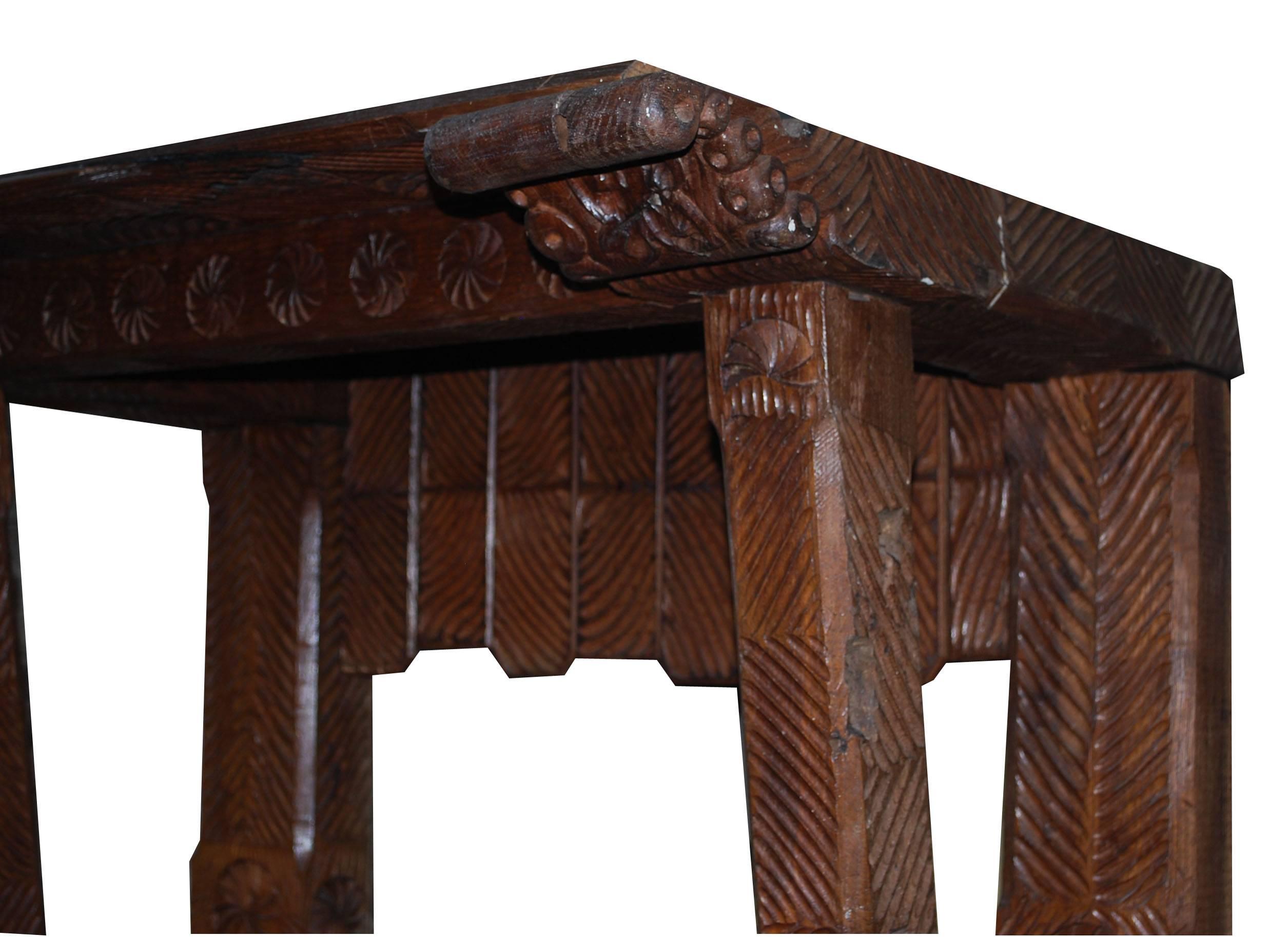 Dutch 20th Century Hand-Carved Oakwood Fireplace Mantel For Sale