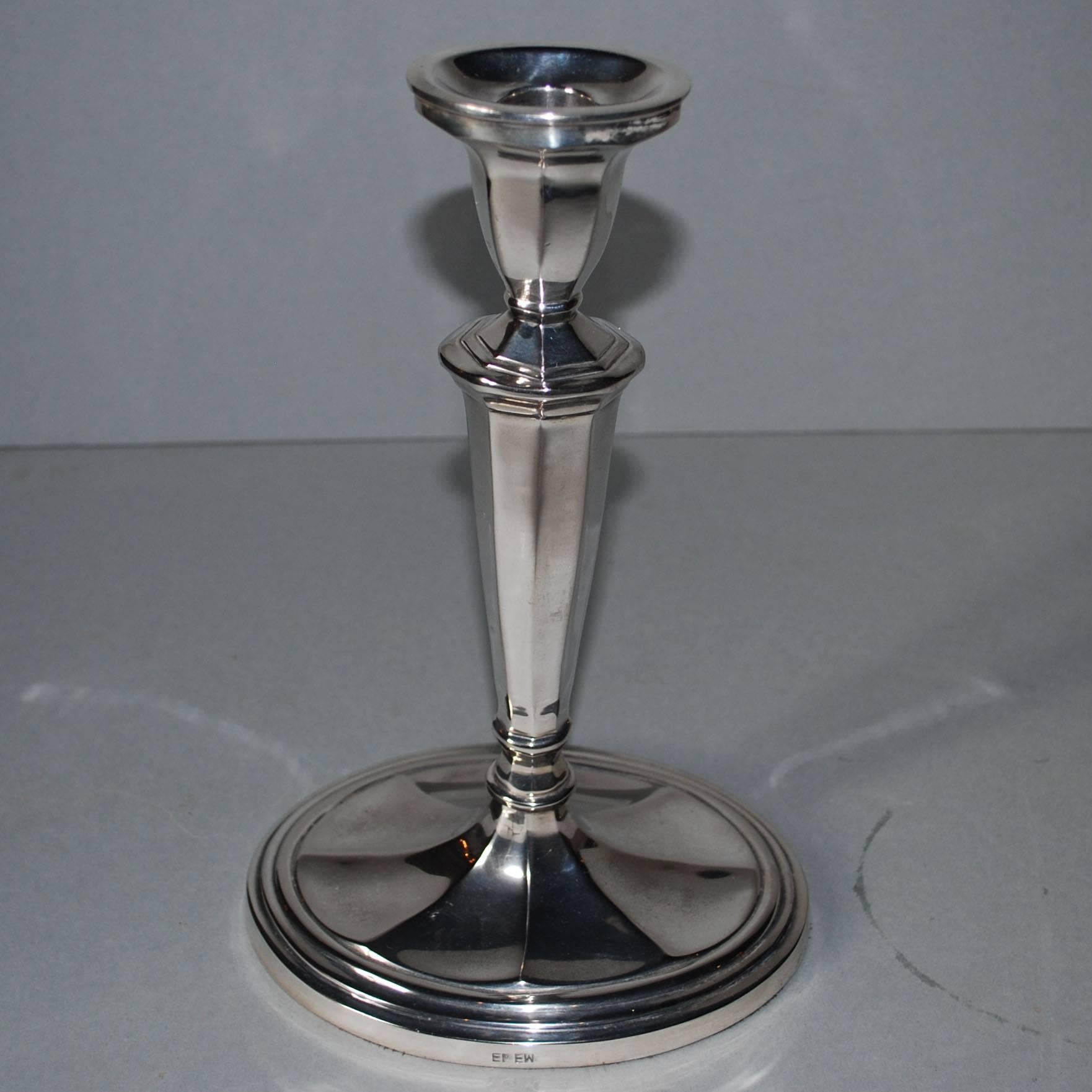 pair of silver plated candlesticks