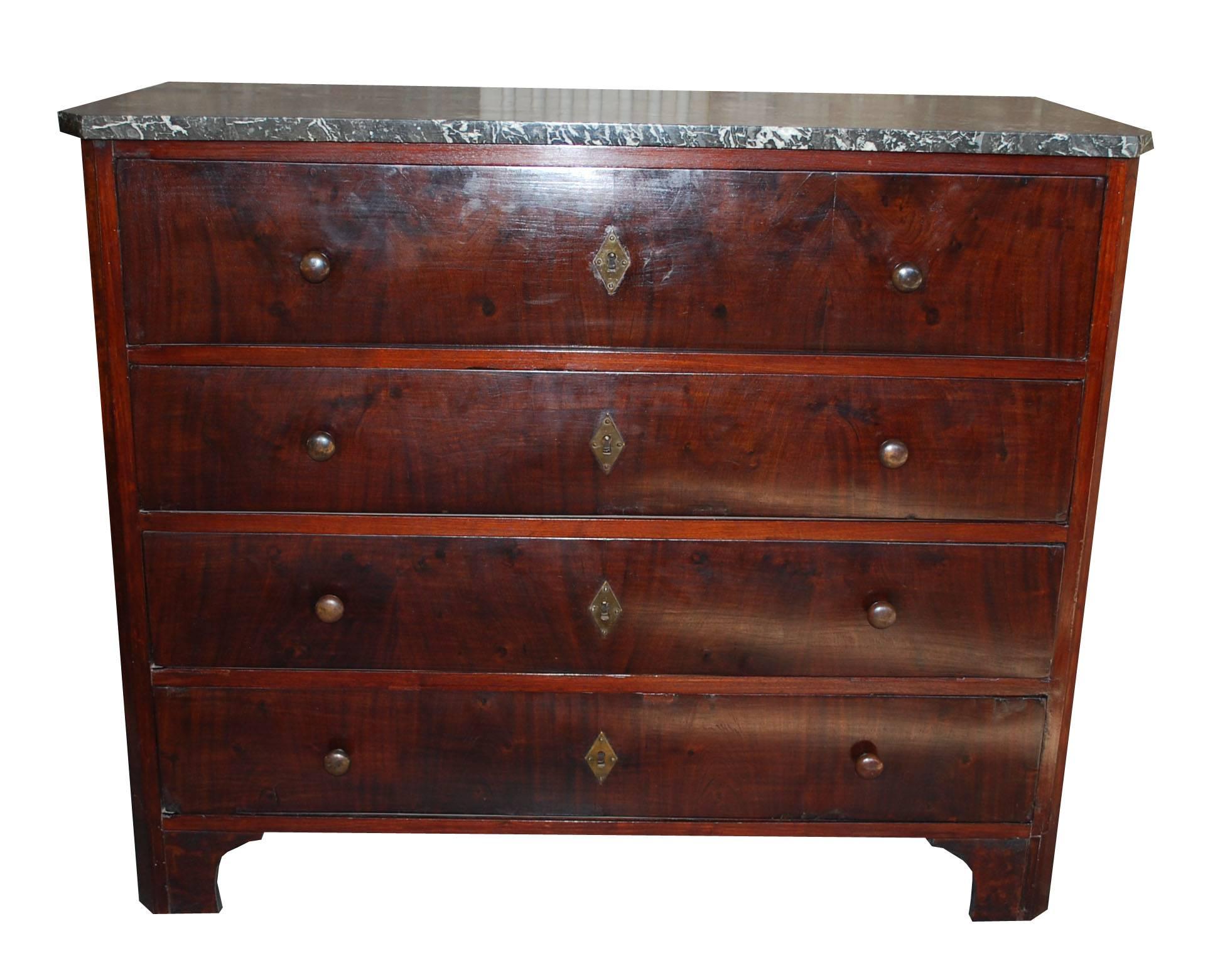 19th Century Mahogany Veneer Chest of Drawers with Secretary/Writing Drawer In Good Condition In Casteren, NL