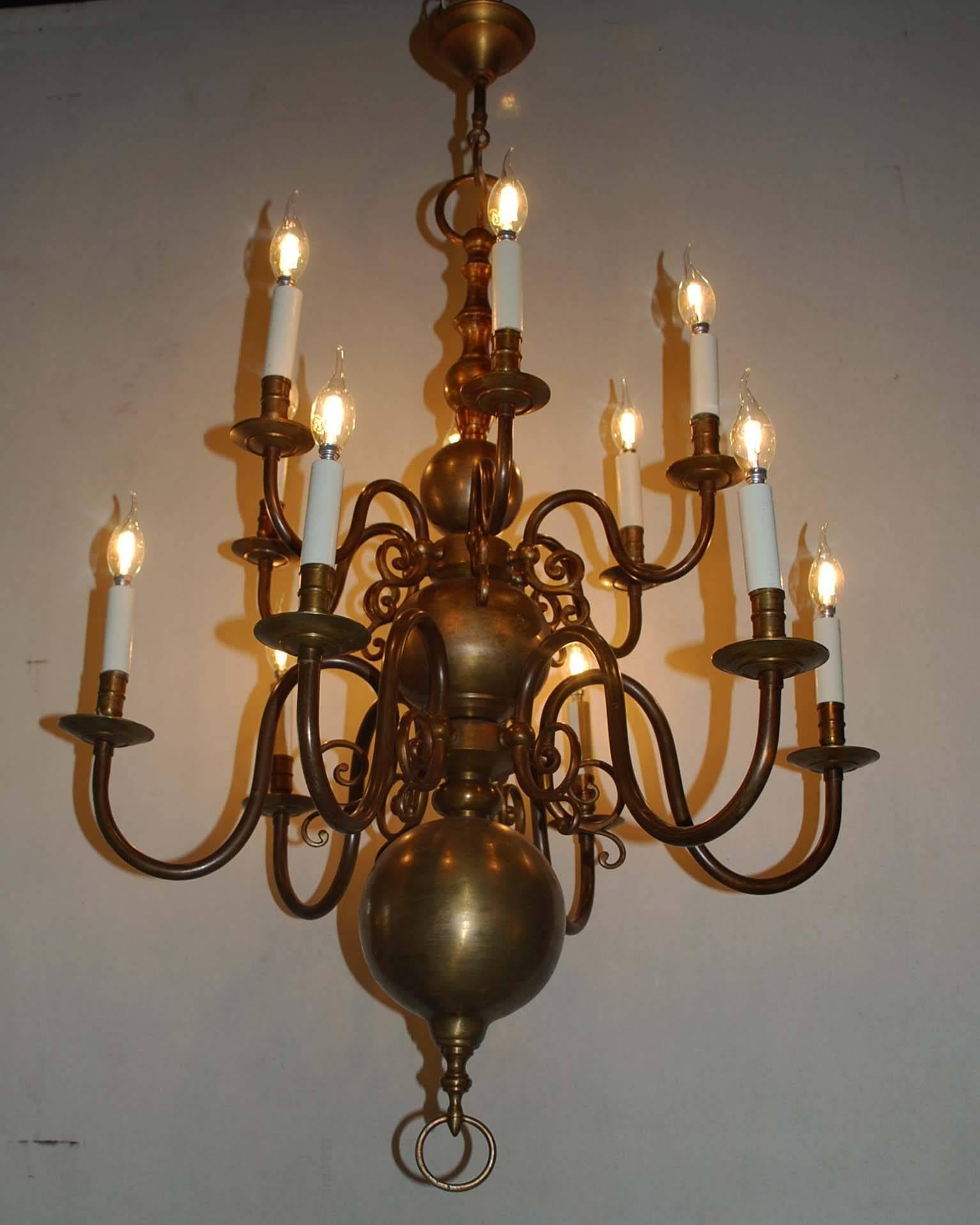 Pair of 20th Century Brass Chandeliers 1
