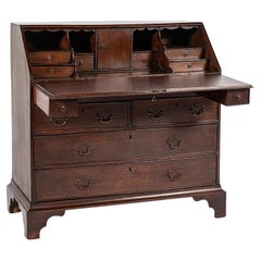 Antique 19th century warm brown English Oak Georgian  Slant-Front Desk