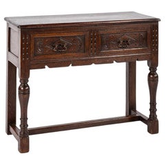 Antique early 20th century Dutch warm brown carved oak Pander Side Table