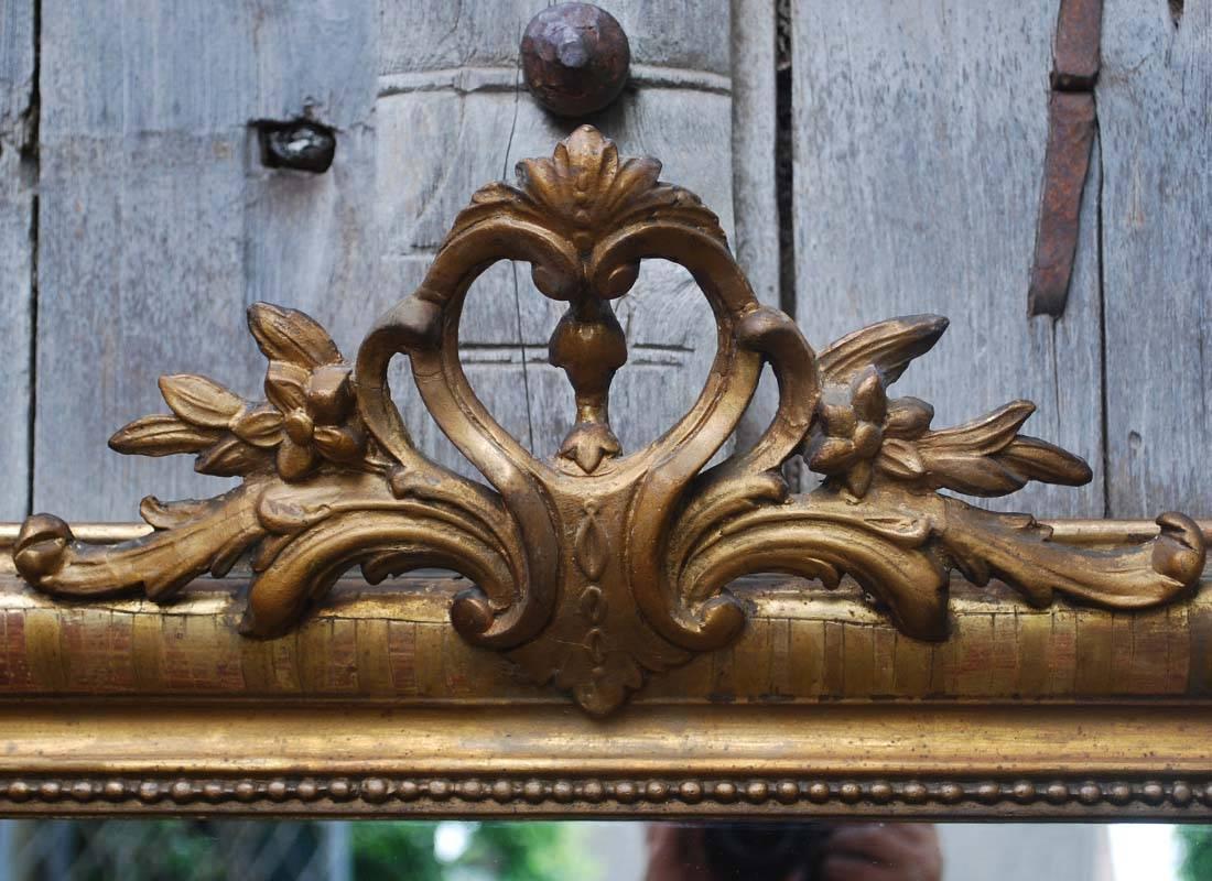 French 19th Century Gold Gilded Baroque Mirror