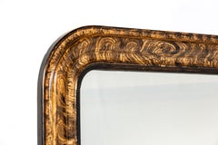 Specchio francese del XIX secolo in stile Luigi Filippo con finitura “faux bois” e vetro argentato originale