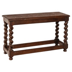 English Jacobean Revival Oak Stool or Side Table with Barley Twist Legs, 1900's