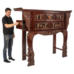 Chinese Altar Cabinet with Elaborate Figural Carvings, Probably Fujian, 1900s