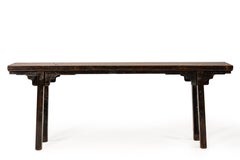 Antique Chinese dark brown Elmwood Altar Table with Original Lacquer, circa 1900