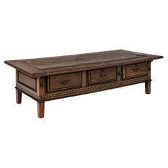 Exceptional 18th-Century Spanish Coffee Table with Ochre Polychrome Decoration