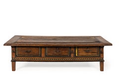 Exceptional 18th-Century Spanish Coffee Table with Ochre Polychrome Decoration