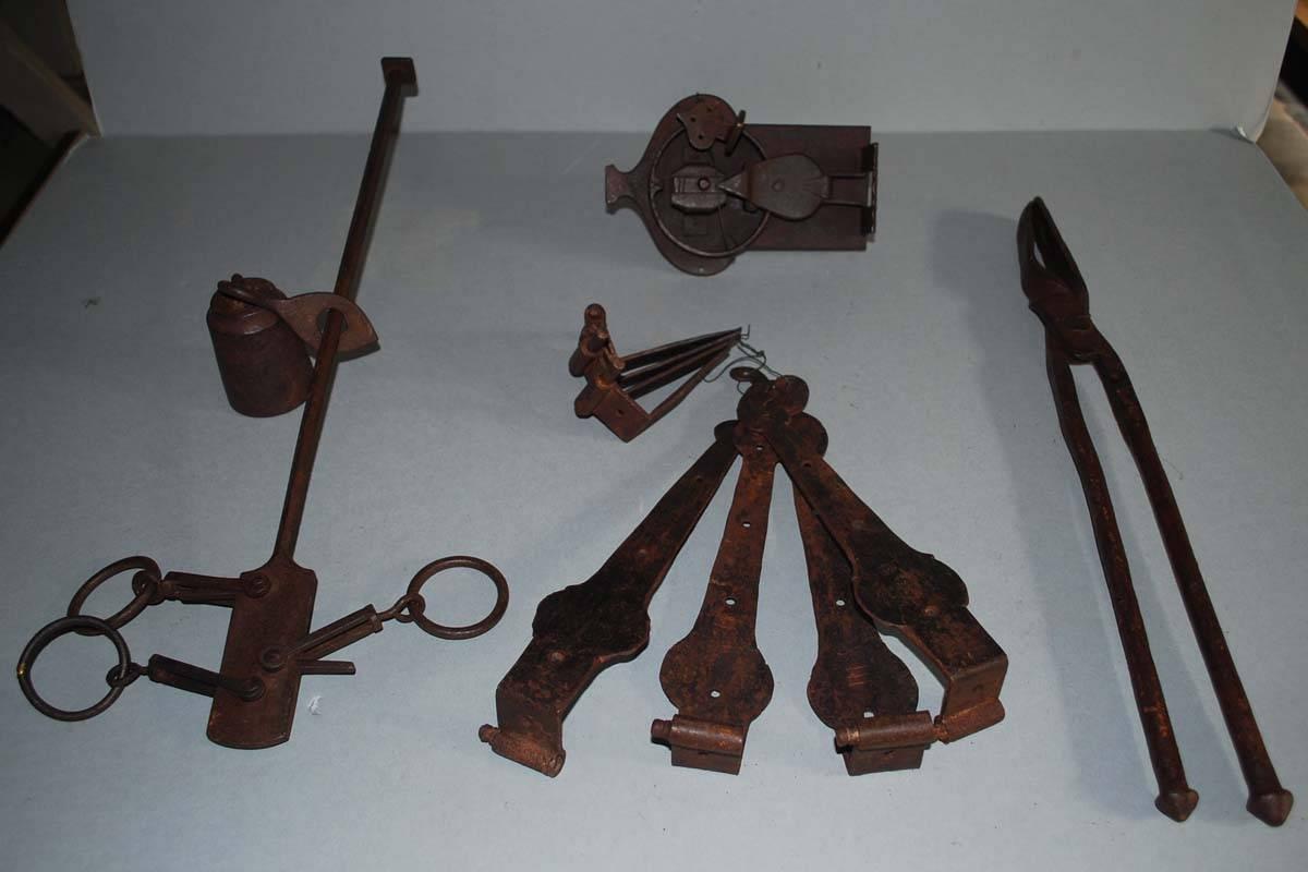 German Lot of 18th-19th Century Wrought Iron Locks and Tools For Sale
