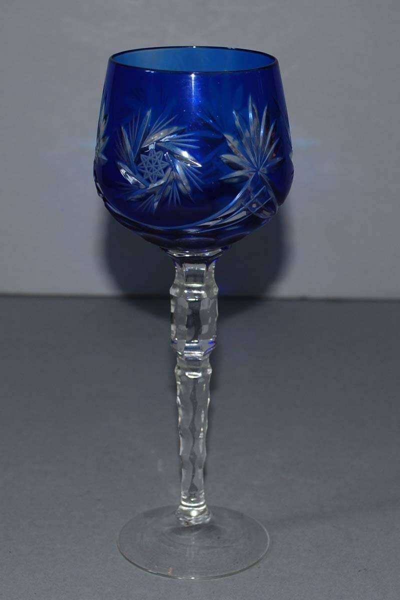 Set of Ten Bohemian Crystal Wine Goblets / Glasses In Excellent Condition In Casteren, NL