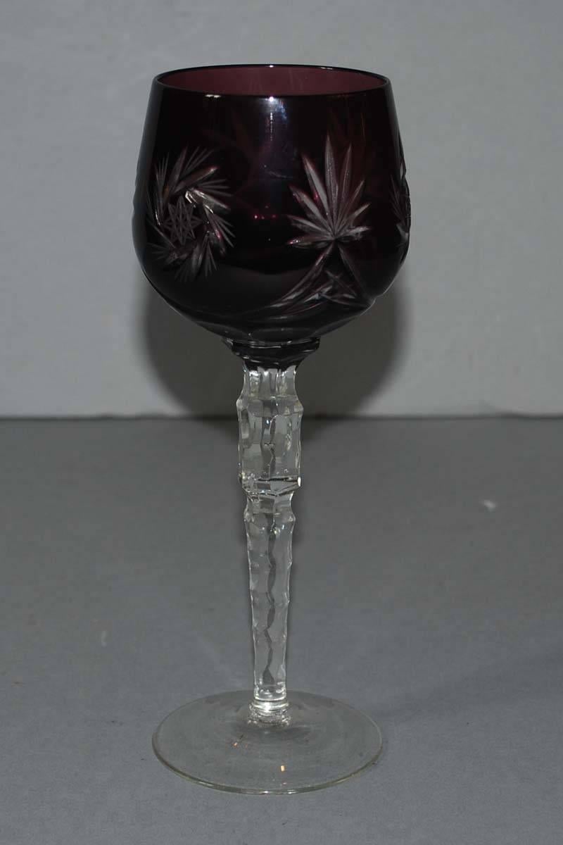 20th Century Set of Ten Bohemian Crystal Wine Goblets / Glasses