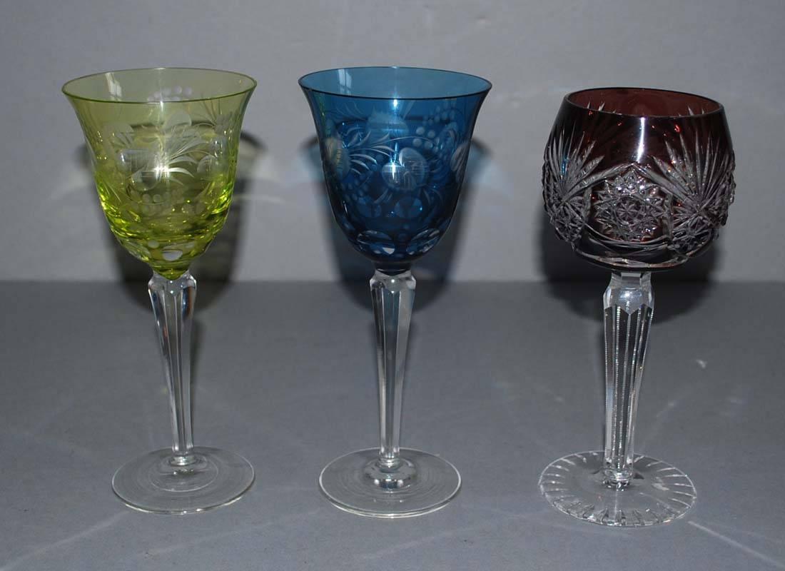 Lot of Ten Different Bohemian Crystal Wine Goblets/Glasses In Excellent Condition In Casteren, NL