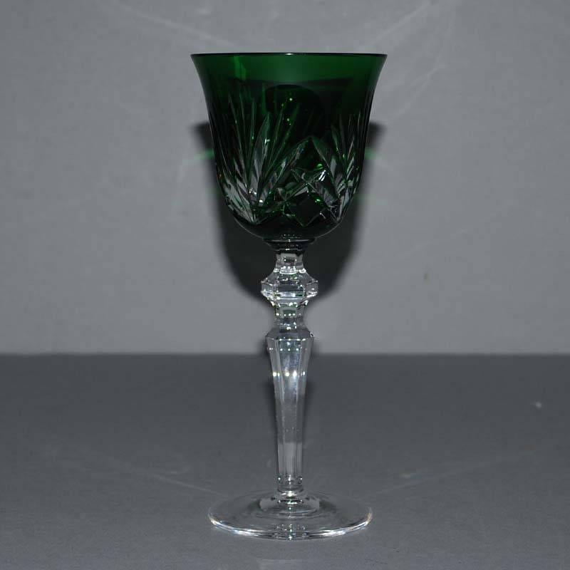 Czech Set of Six Bohemian Crystal Wine Goblets / Glasses