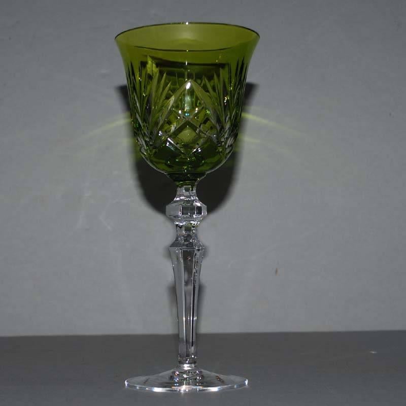 20th Century Set of Six Bohemian Crystal Wine Goblets / Glasses