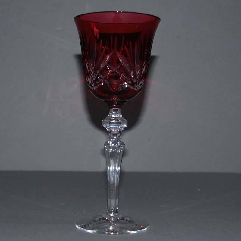 Set of Six Bohemian Crystal Wine Goblets / Glasses 1