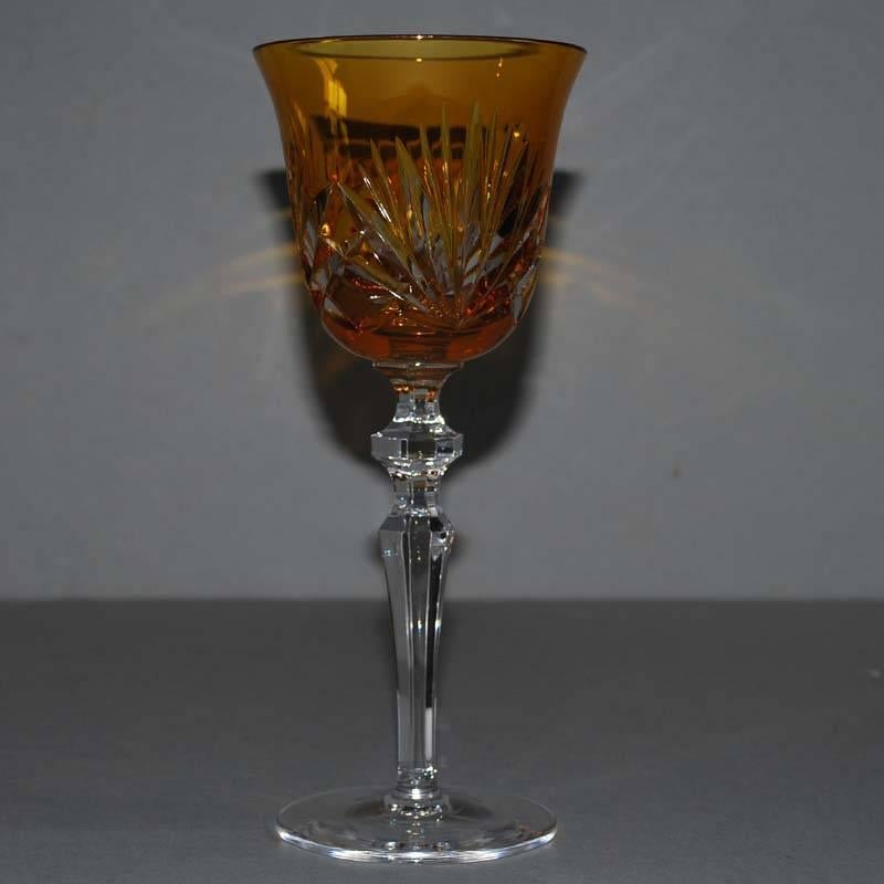 Set of Six Bohemian Crystal Wine Goblets / Glasses 2