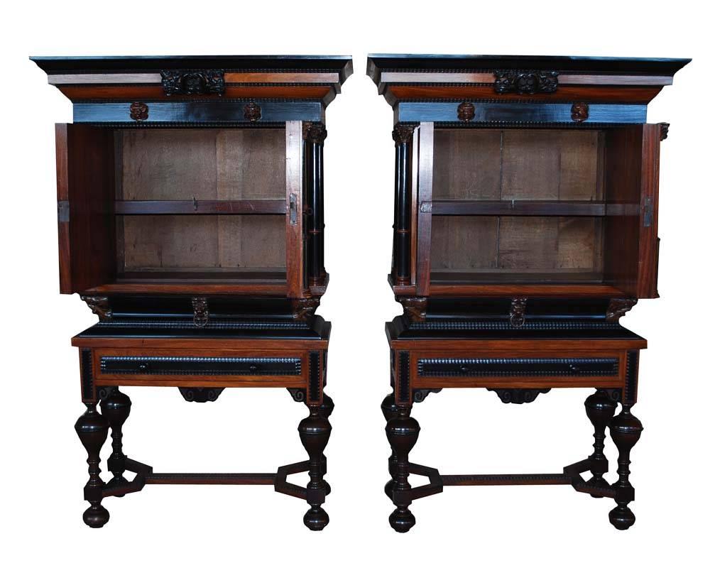Baroque Pair of 18th Century Dutch Cabinets on Stand