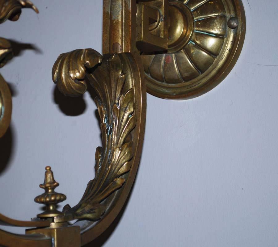 Bronze Pair of 19th Century Empire Wall Sconces For Sale