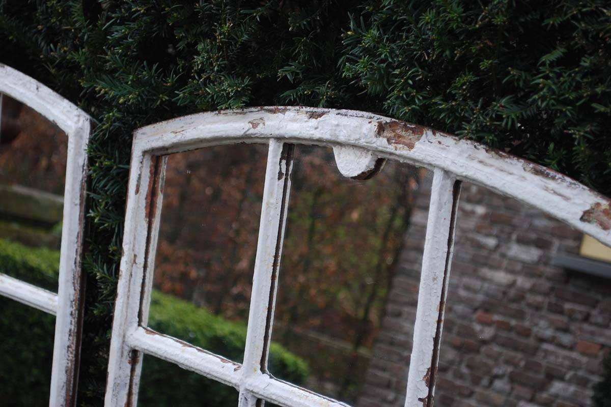 French Pair of 19th Century Cast Iron Window Frame as Mirrors or Industrial Mirrors