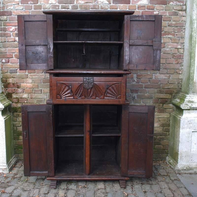 Spanish 19th Century Rustic Chestnut Wood Cabinet For Sale
