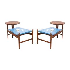 Harvey Probber Rare Blue Terrazo Floating Top Side Tables 11