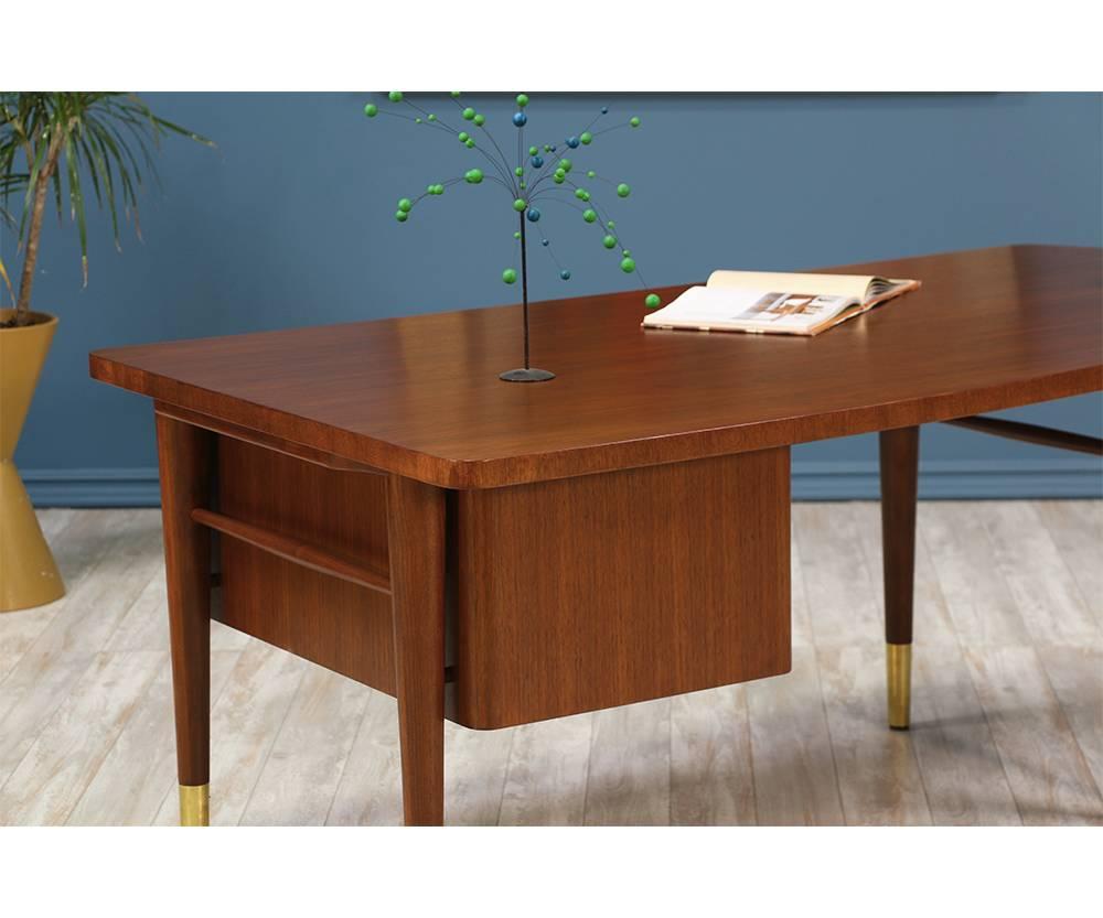 Brass Midcentury Executive Desk by Stow and Davis