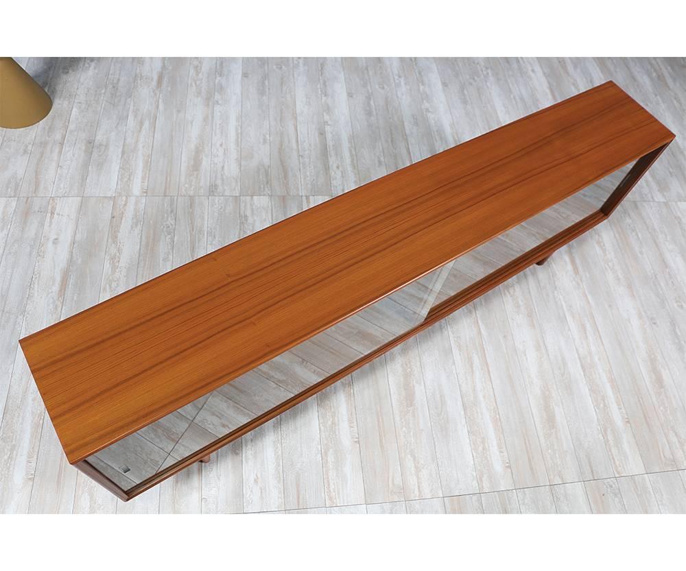 Mid-Century Modern Danish Modern Low Profile Teak Bookcase with Glass Doors