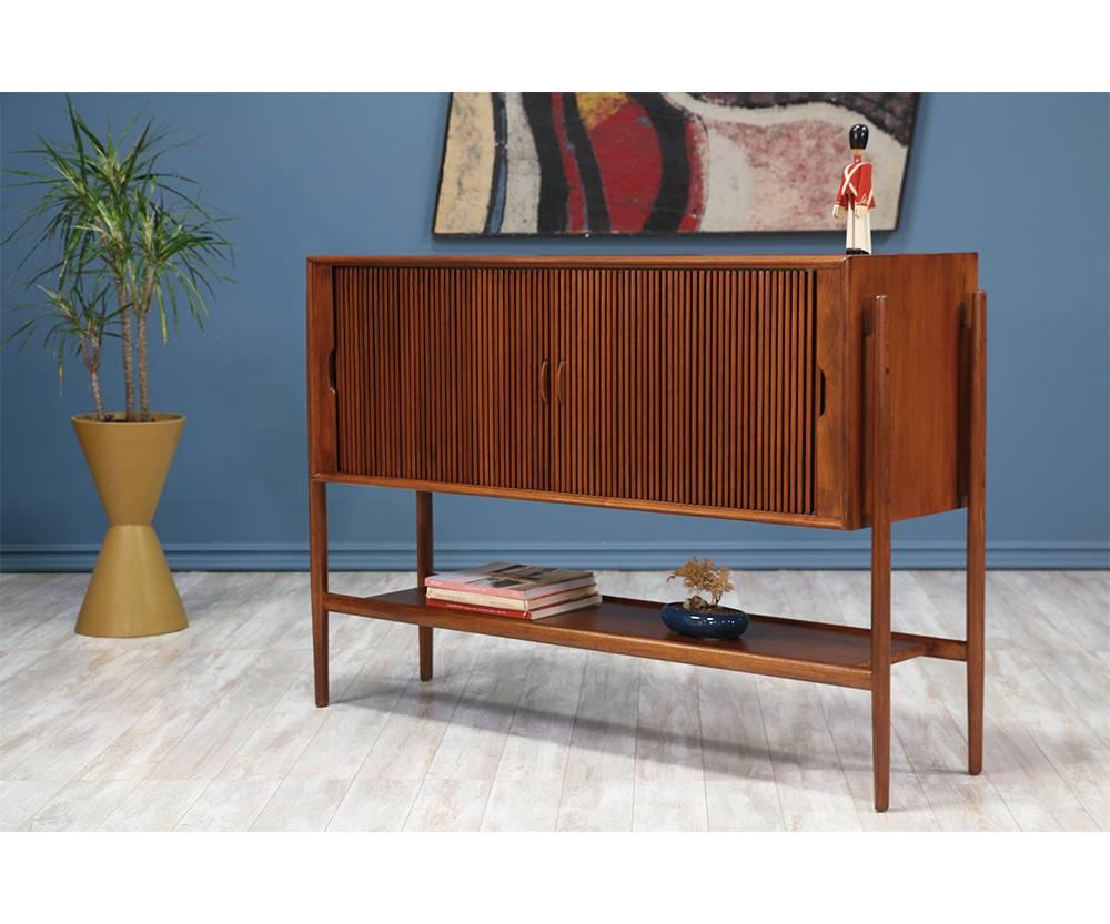 Mid-Century Modern Barney Flagg “Parallel” Tambour Door Credenza for Drexel