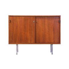 Florence Knoll Walnut Credenza with Leather Pulls