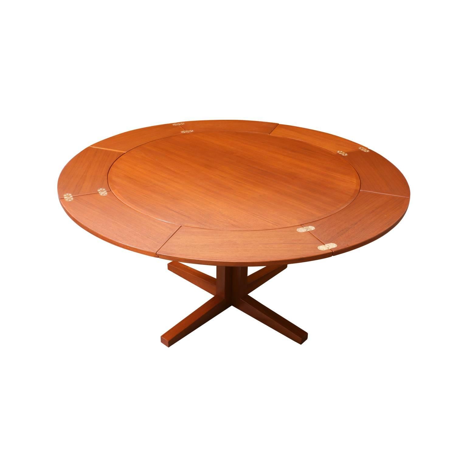 Mid-20th Century Danish Modern Teak “Flip-Flap” Lotus Dining Table by Dyrlund