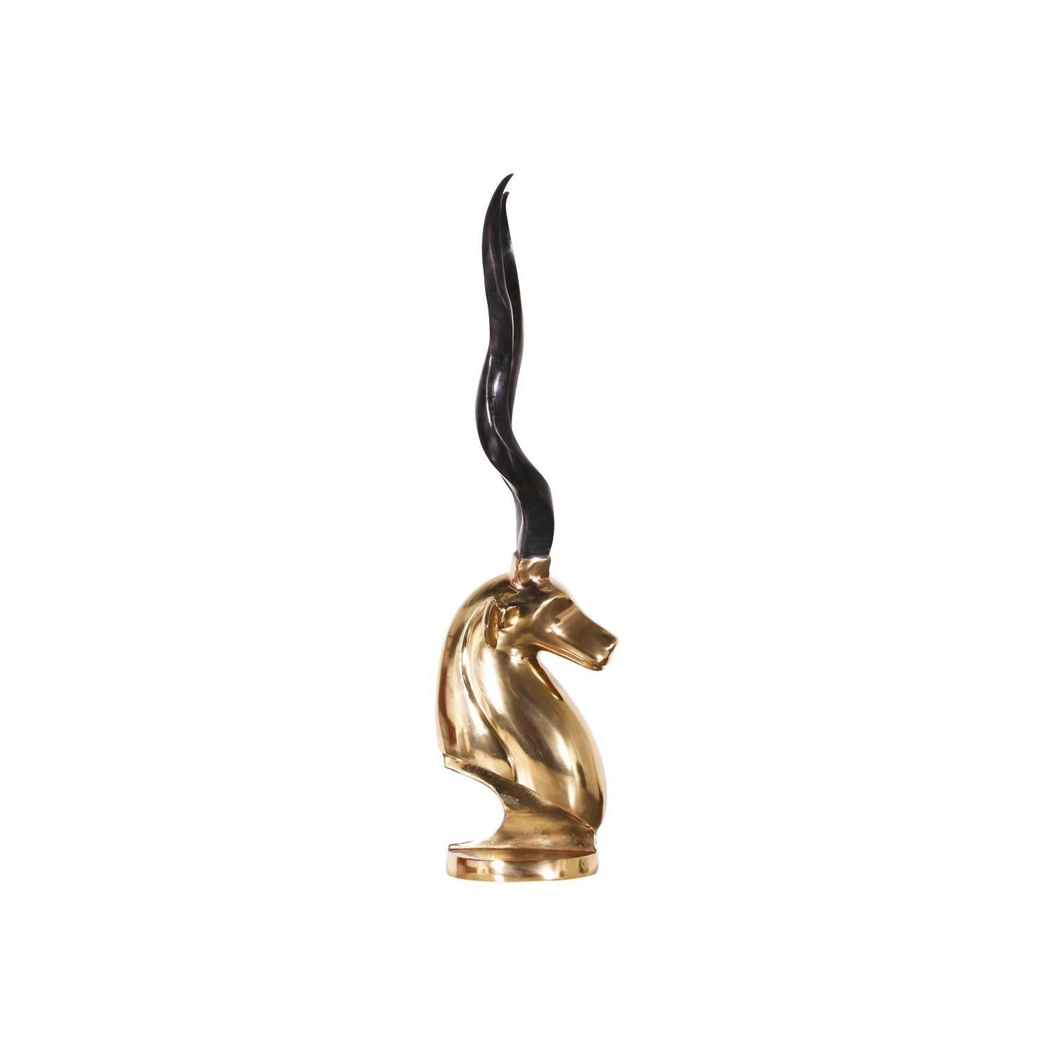 Vintage Brass Kudu Head Sculpture For Sale at 1stdibs
