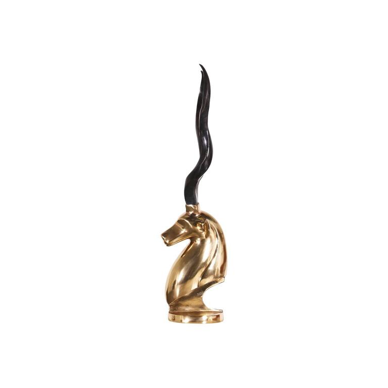Vintage Brass Kudu Head Sculpture For Sale at 1stDibs