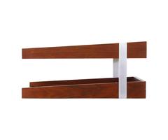 Mid Century Aluminum & Walnut Paper Tray Holder