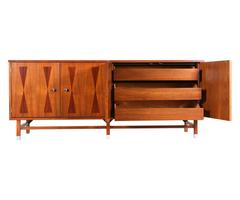 Mid-Century Walnut Credenza with Rosewood Inlay for Stanley Furniture