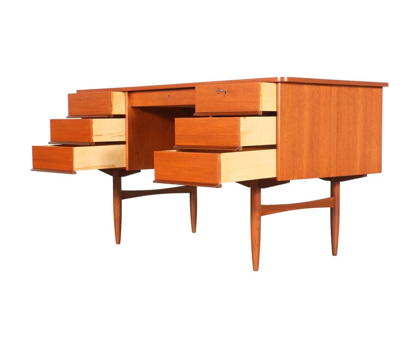 Mid-20th Century Danish Modern Executive Teak Desk with Bookshelf