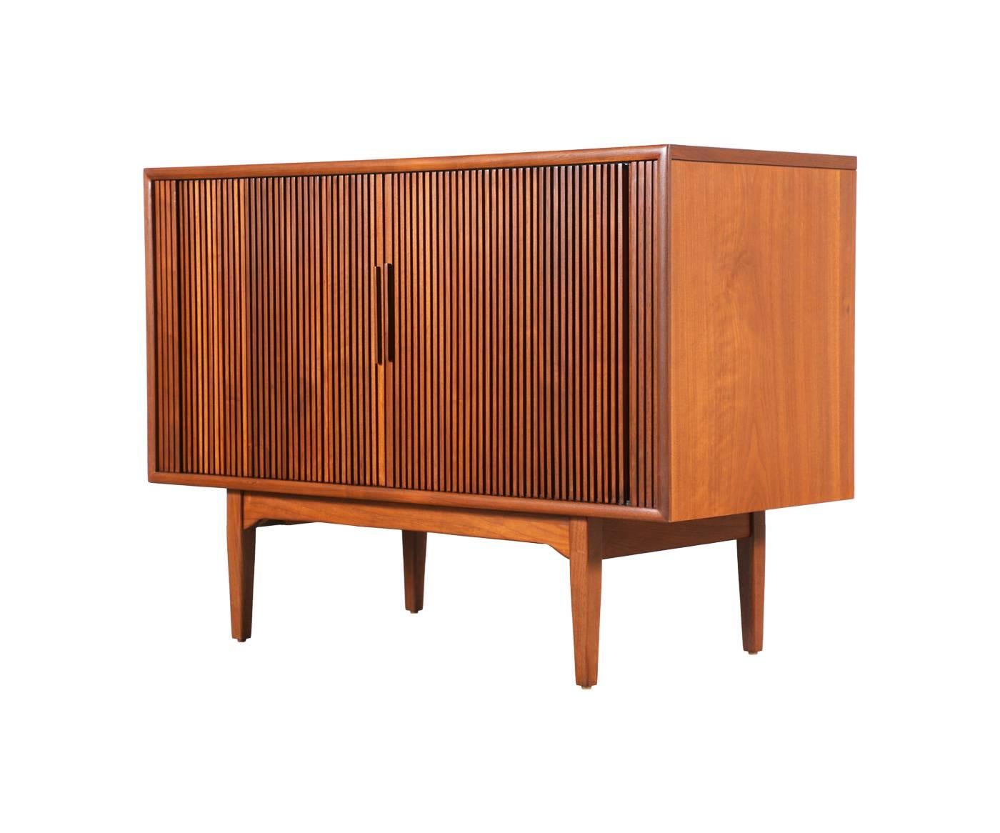 Mid-Century Modern Kipp Stewart & Stewart McDougall “Declaration” Tambour Door Credenza for Drexel