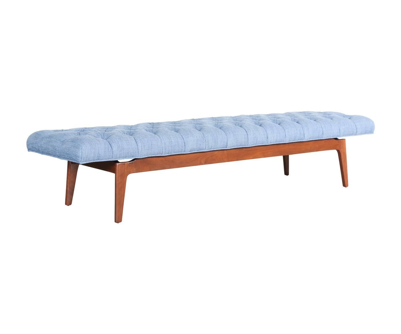 American Mid-Century Button Tufted Bench