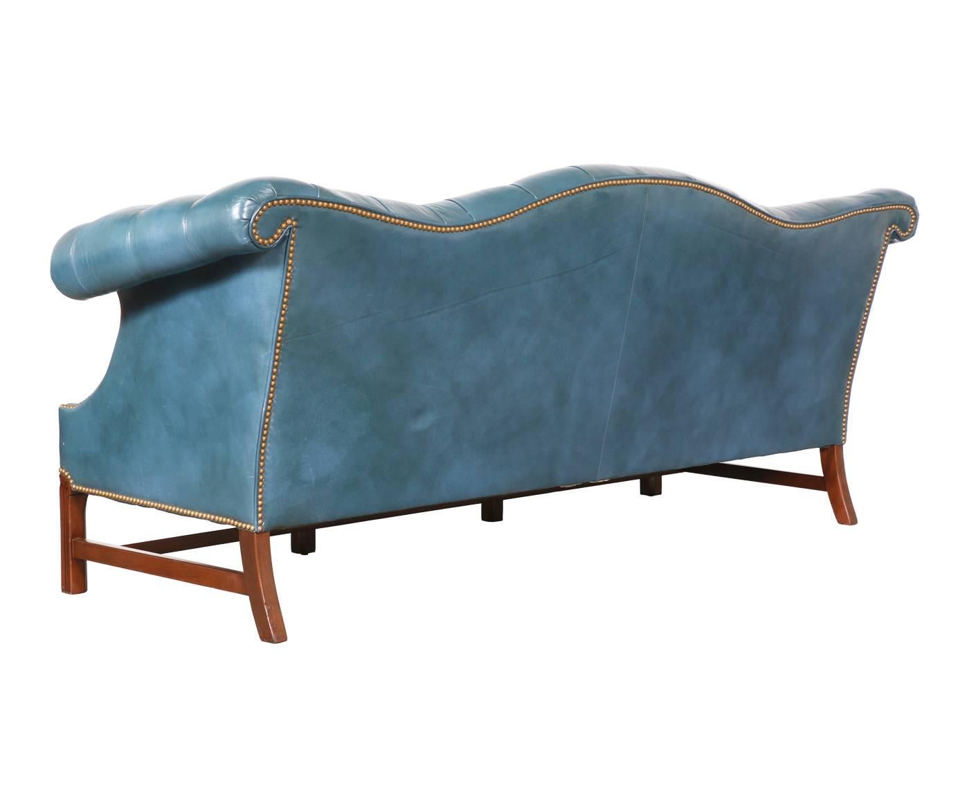 teal leather chesterfield sofa