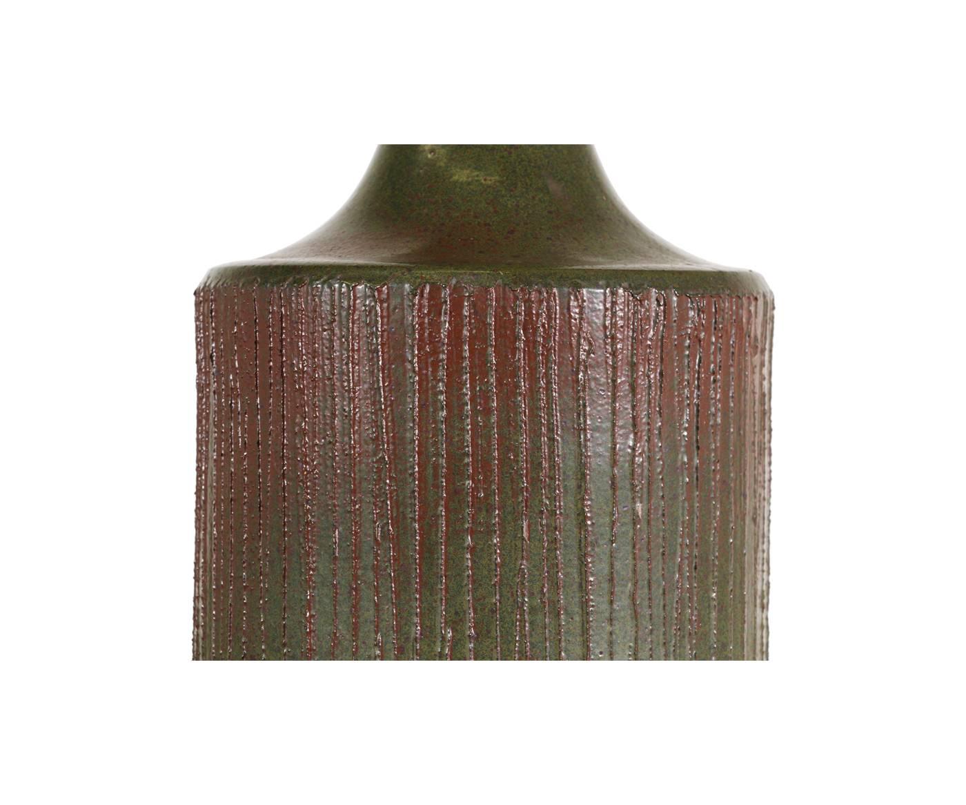 American California Olive Green Ceramic Table Lamp by David Cressey