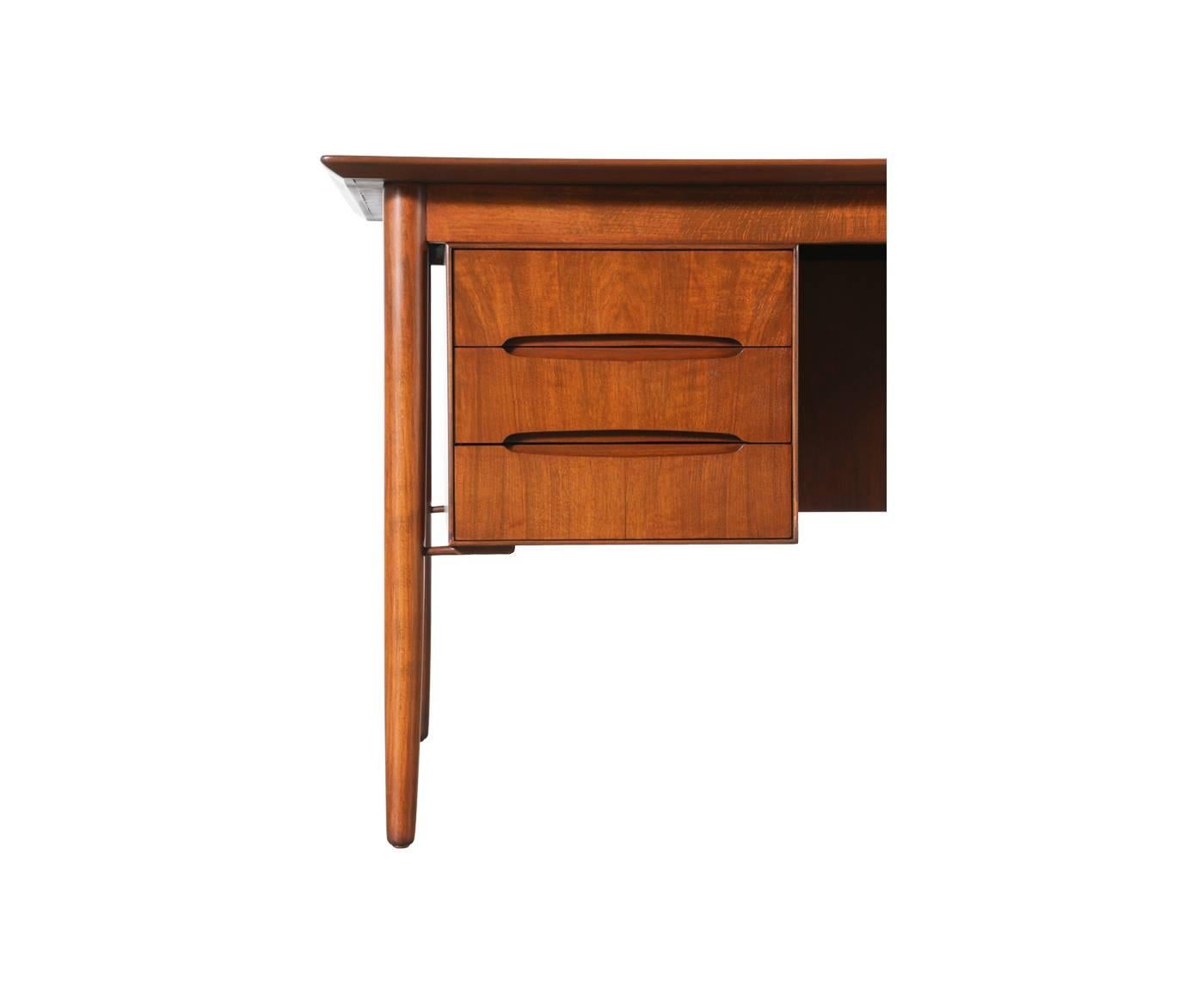 Mid-Century Modern Danish Modern Executive Walnut Desk with Bookshelf Backrest